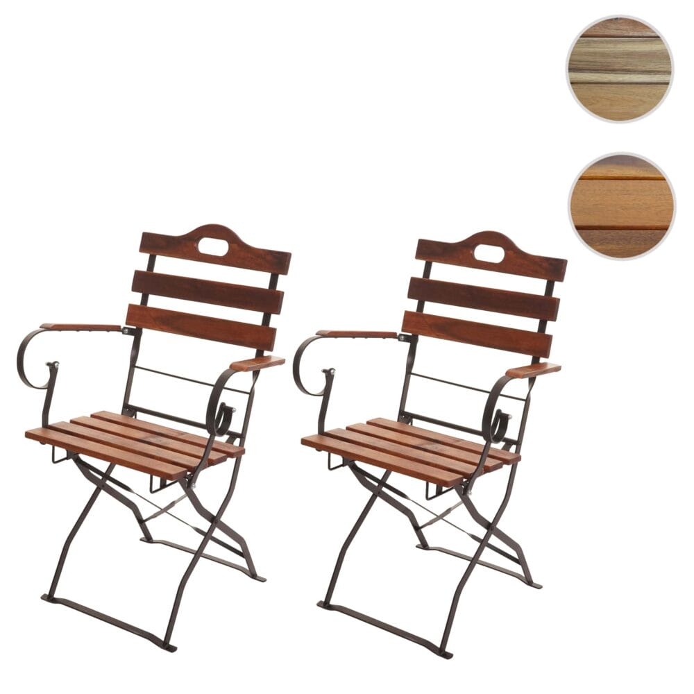 2er-Set Biergartenstuhl Klappstuhl Gartenstuhl Akazie braun