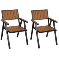 2er-Set Gartenstuhl Balkonstuhl Stuhl Outdoo Alu Gestell schwarz teak