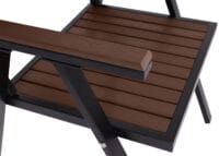 2er-Set Gartenstuhl + Gartentisch Gastro Outdoor Alu schwarz dunkelbraun