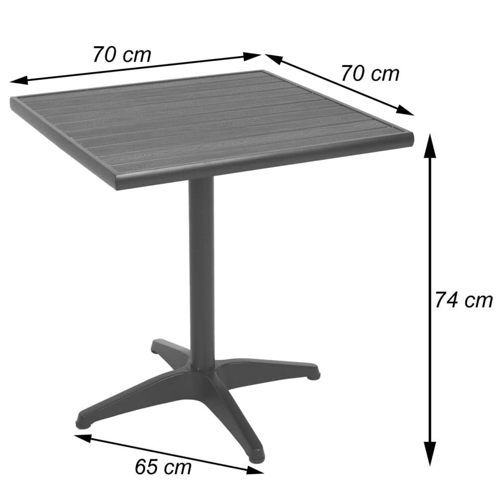 2er-Set Gartenstuhl + Gartentisch Gastro Outdoor Alu schwarz teak