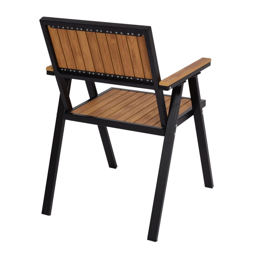 2er-Set Gartenstuhl + Gartentisch Gastro Outdoor Alu schwarz teak