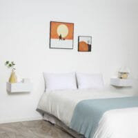 2er Set Nachttisch schwebend mit Schublade Weiss 40x30x15cm