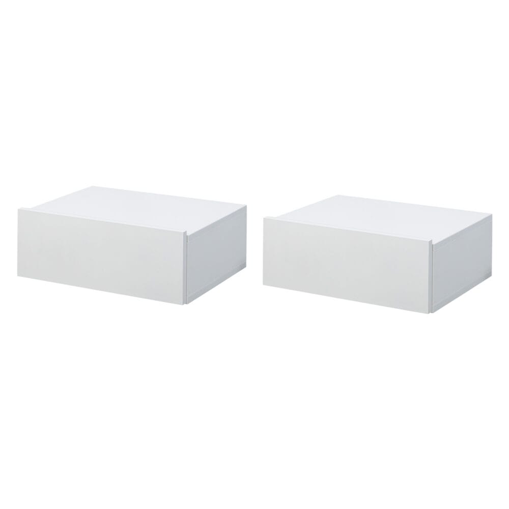 2er Set Nachttisch schwebend mit Schublade Weiss 40x30x15cm