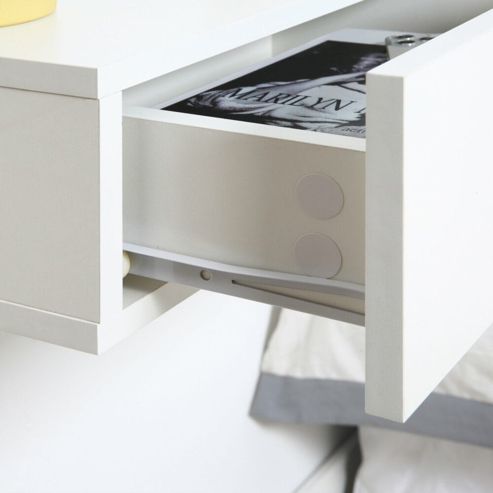 2er Set Nachttisch schwebend mit Schublade Weiss 40x30x15cm