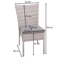 2er-Set Rattan Balkonstuhl Gartenstuhl stapelbar braun Kissen creme