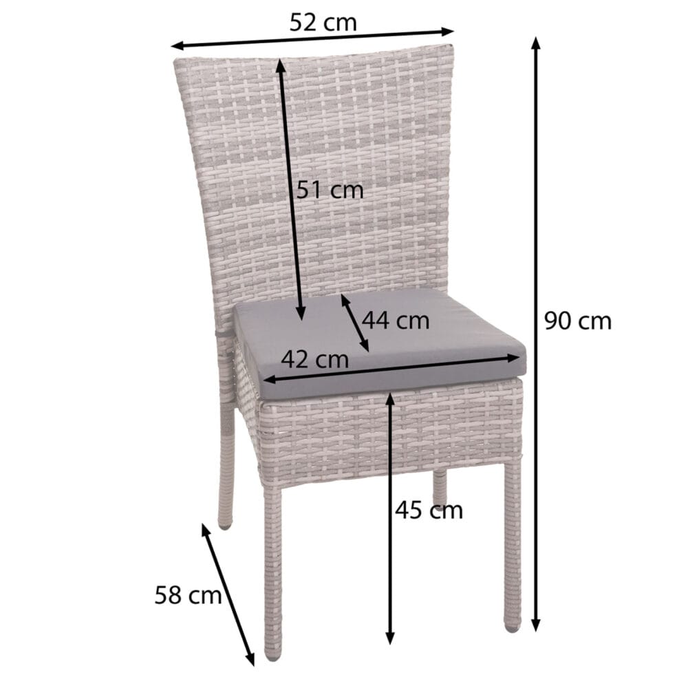 2er-Set Rattan Balkonstuhl Gartenstuhl stapelbar grau-braun Kissen dunkelgrau