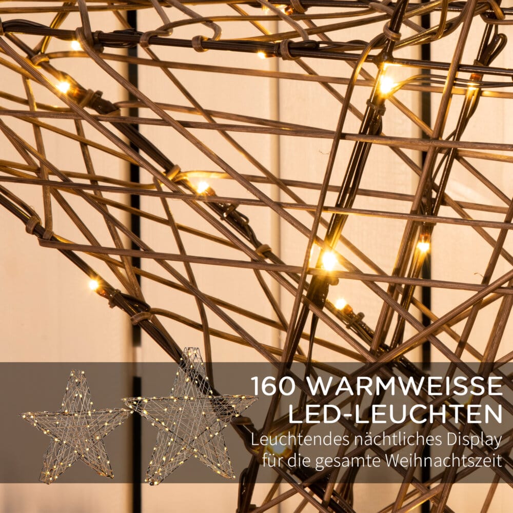 2er Set Weihnachtsstern XXL 160 Leds 80cm