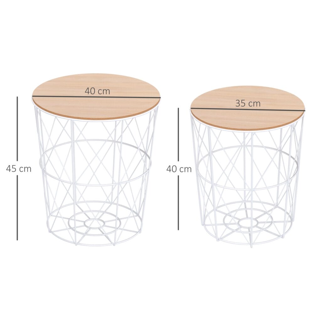 2er-Set Couchtisch Beistelltisch Natur-Weiss