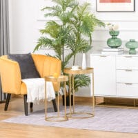 2er-Set Couchtisch mit erhöhtem Rand Retrodesign Gold