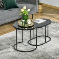 2er Set Couchtisch Satztisch Rund und Oval schwarz