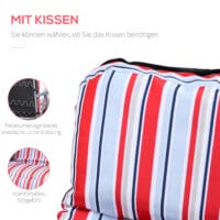 Zweier-Set rote, klappbare und verstellbare Liegestühle.