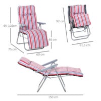 Zweier-Set rote, klappbare und verstellbare Liegestühle.