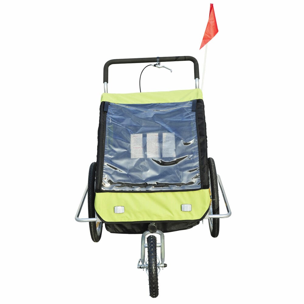 2in1 Fahrradanhänger Kinderanhänger Jogger Kinderfahrradanhänger Grün-Schwarz