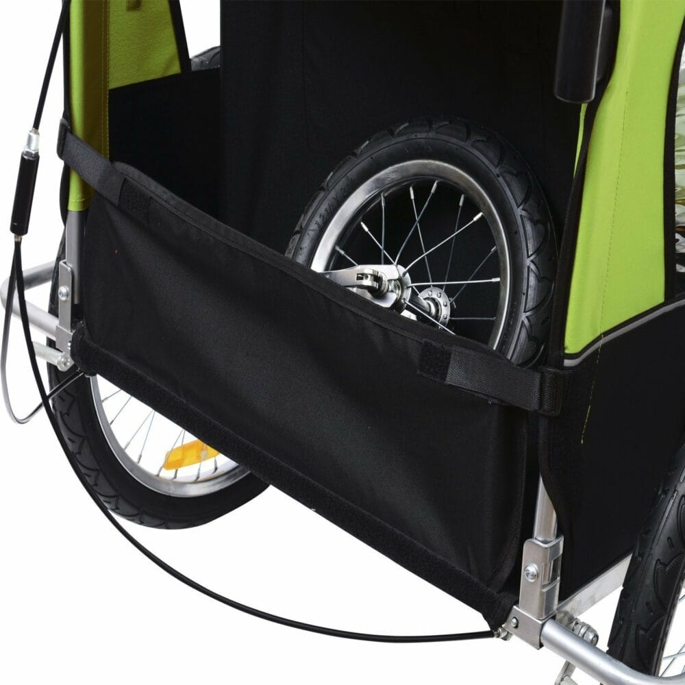 2in1 Fahrradanhänger Kinderanhänger Jogger Kinderfahrradanhänger Grün-Schwarz