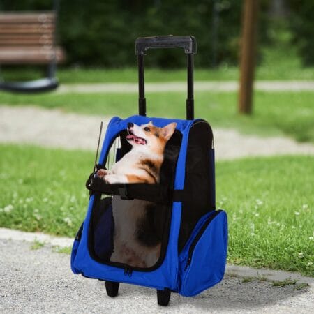 2in1 Hunde Trolley Tragetasche Hunde Rucksack blau