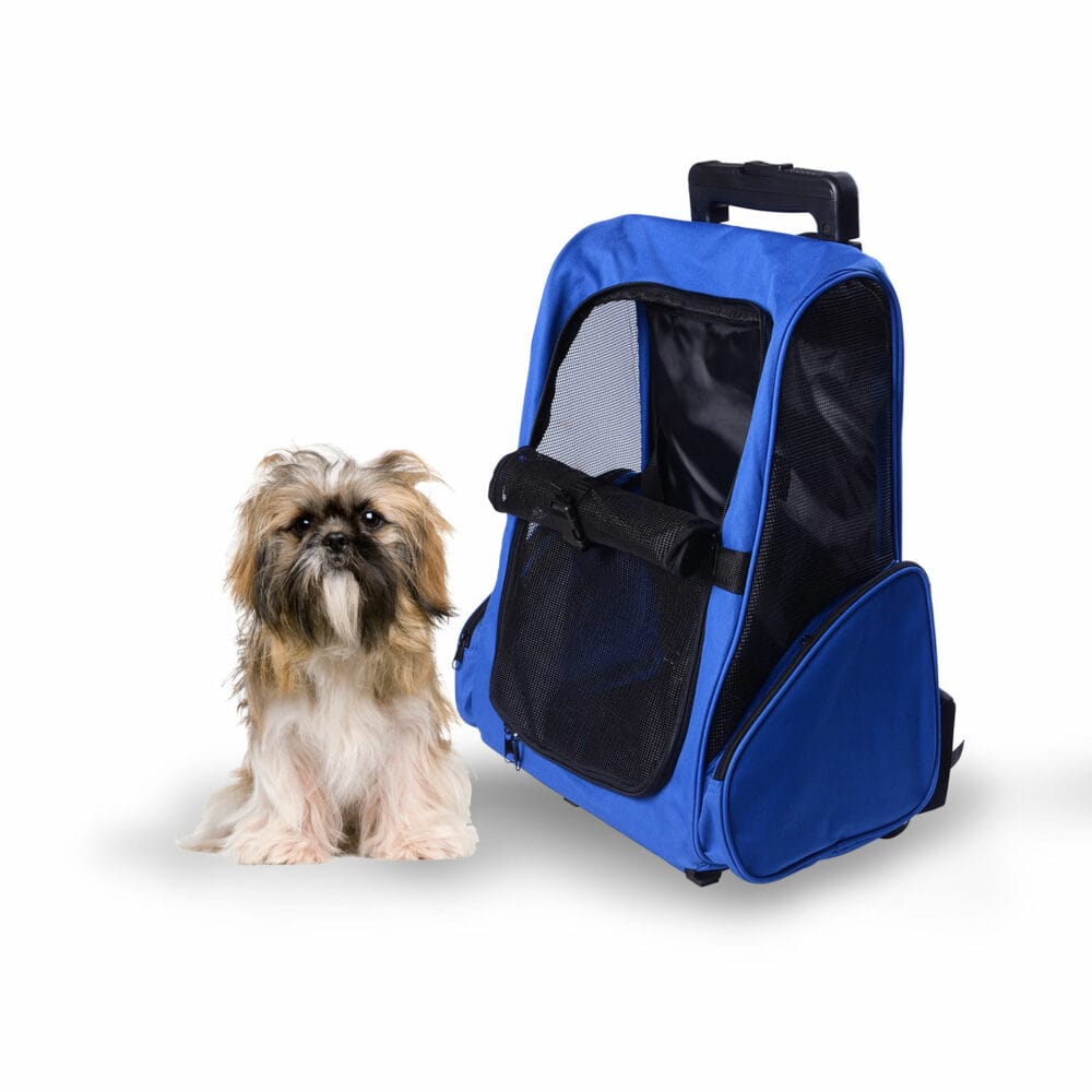 2in1 Hunde Trolley Tragetasche Hunde Rucksack blau