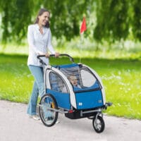 2in1 Kinderanhänger Fahrradanhänger Jogger Kinderfahrradanhänger Blau Grau