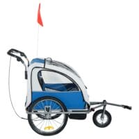 2in1 Kinderanhänger Fahrradanhänger Jogger Kinderfahrradanhänger Blau Grau