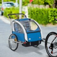 2in1 Kinderanhänger Fahrradanhänger Jogger Kinderfahrradanhänger Blau Grau