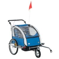 2in1 Kinderanhänger Fahrradanhänger Jogger Kinderfahrradanhänger Blau Grau