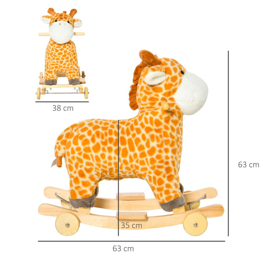 2in1 Schaukeltier Giraffe mit Räder und Sound 63x38x63cm