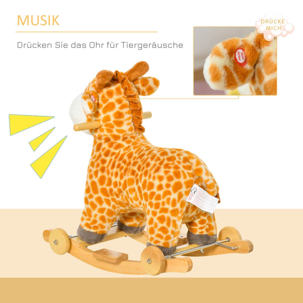 2in1 Schaukeltier Giraffe mit Räder und Sound 63x38x63cm