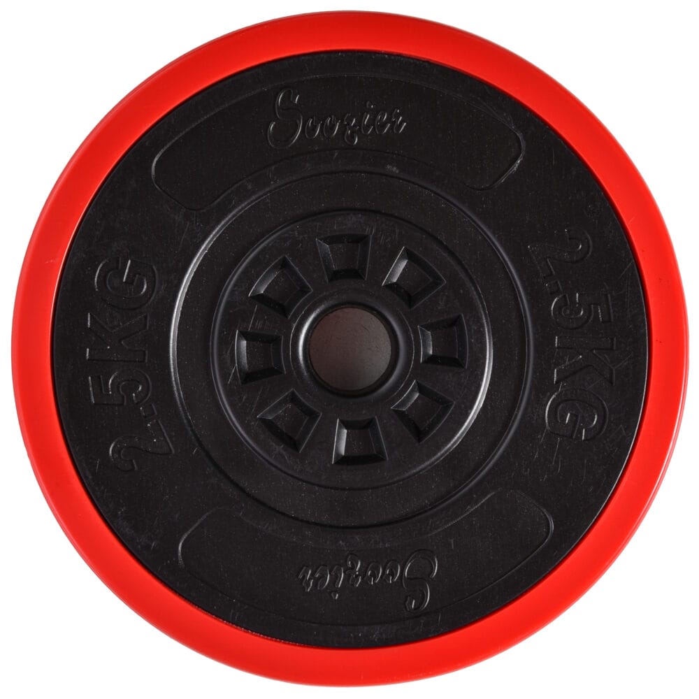 Rot-schwarzes 2-in-1 Hantelset 20kg, verstellbar.