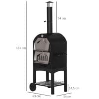 2in1 Pizzaofen Holzkohlegrill BBQ mit Thermometer H: 161cm