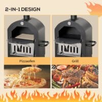 2in1 Pizzaofen Holzkohlegrill BBQ mit Thermometer H: 161cm