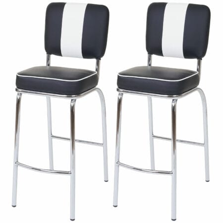 2x Barhocker Avellino Kunstleder ~ schwarz-weiss