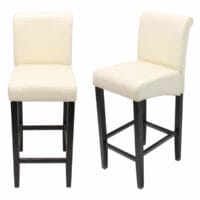 2x Barhocker Barstuhl Lancy ~ creme dunkle Beine Leder