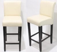 2x Barhocker Barstuhl Lancy ~ creme dunkle Beine Leder