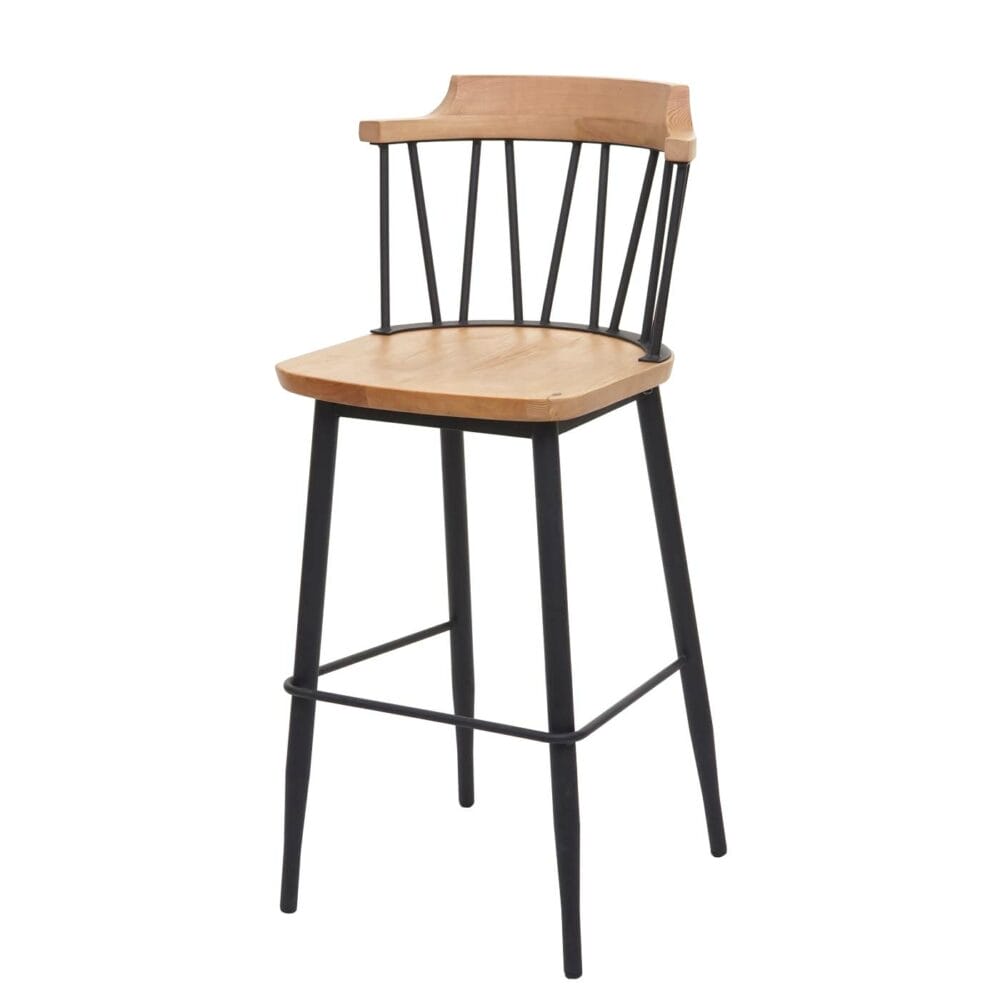 2x Barhocker Industrial Chic ~ Massivholz hell