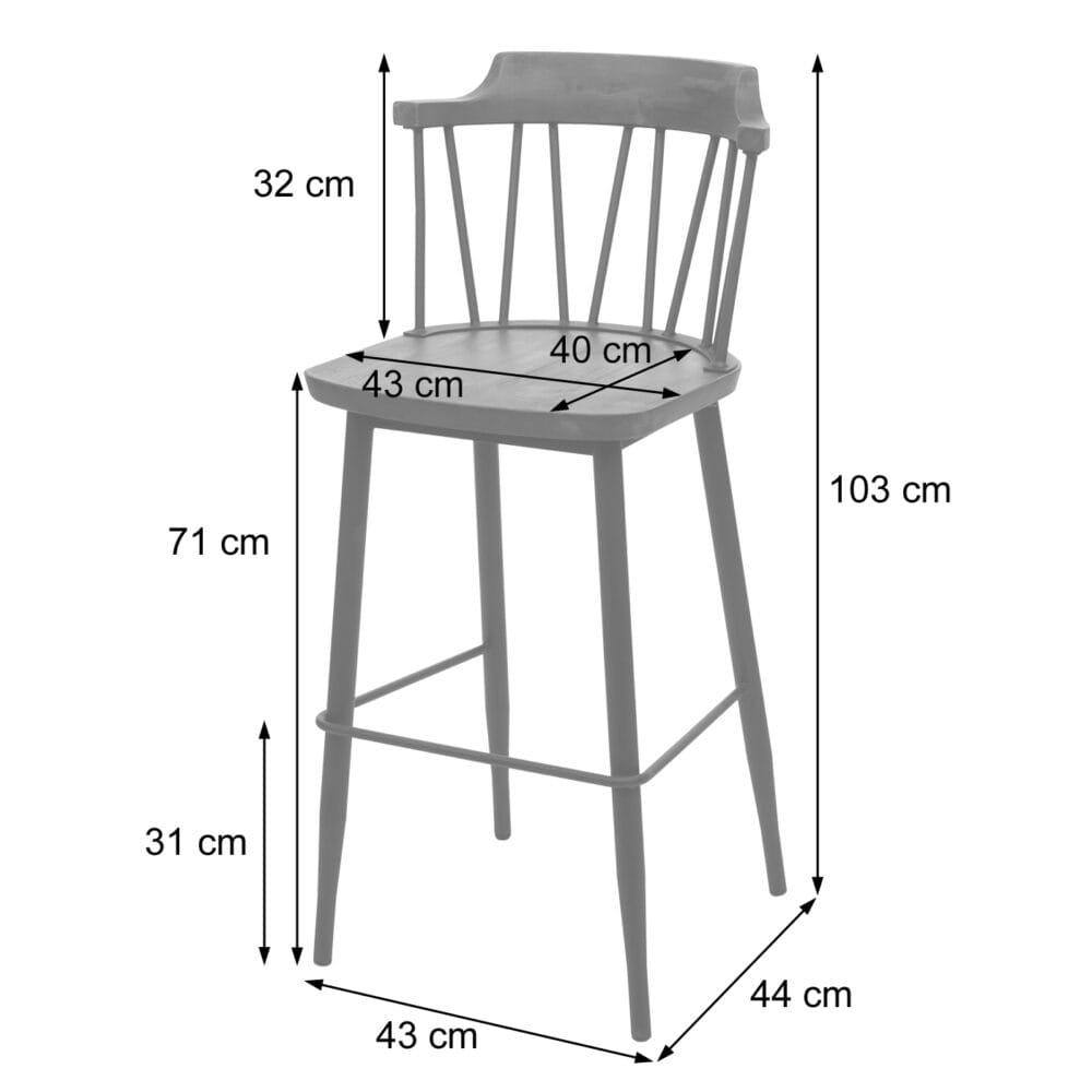 2x Barhocker Industrial Chic ~ Massivholz hell