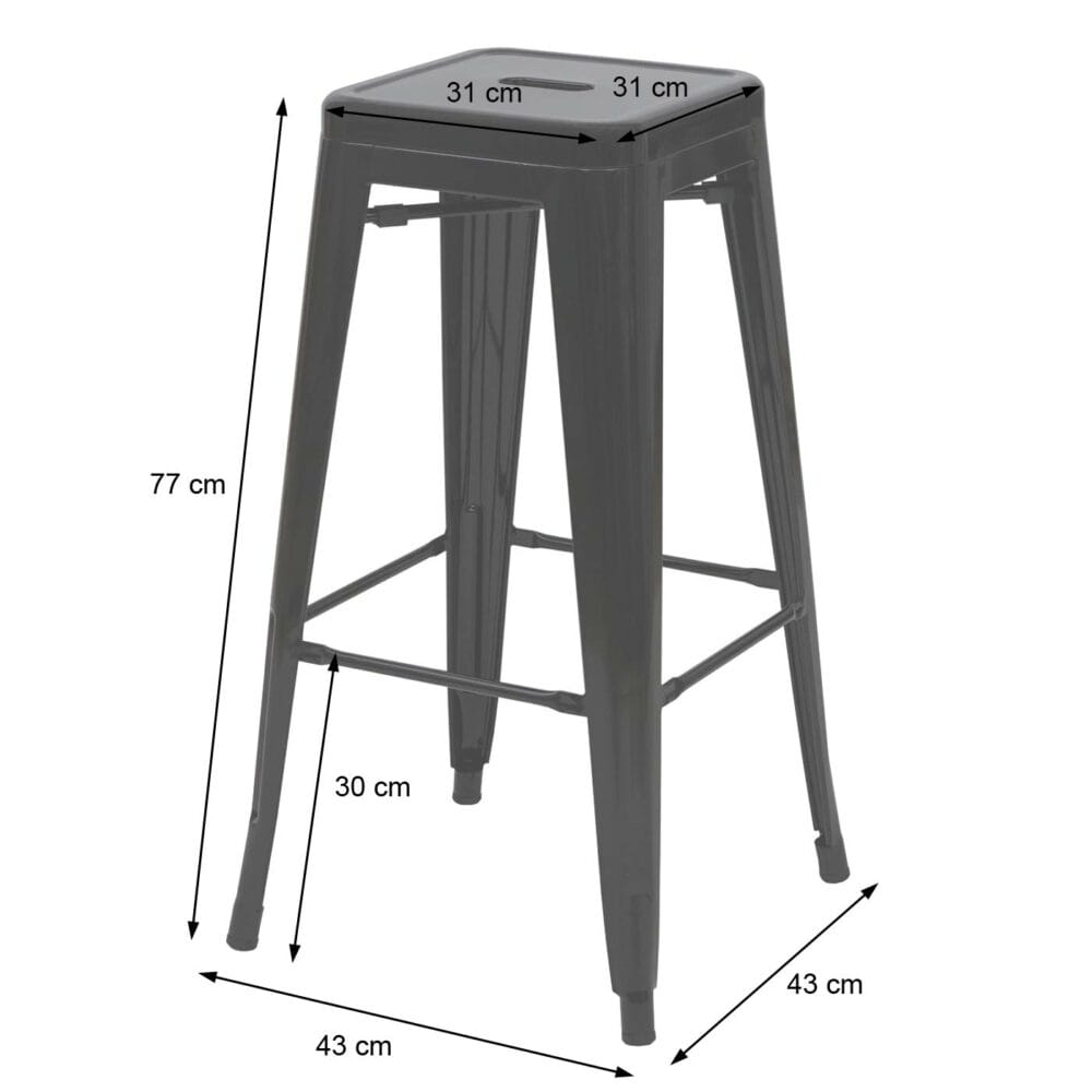 2x Barhocker JAM-A73 stapelbar Industriedesign schwarz