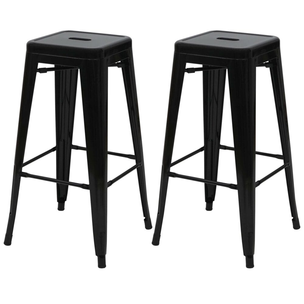 2x Barhocker JAM-A73 stapelbar Industriedesign schwarz