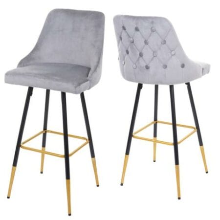 2x Barhocker Retro Design Samt