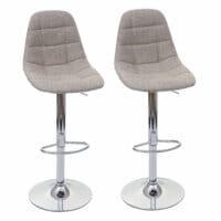 2x Barhocker Tresenhocker creme-grau Textil