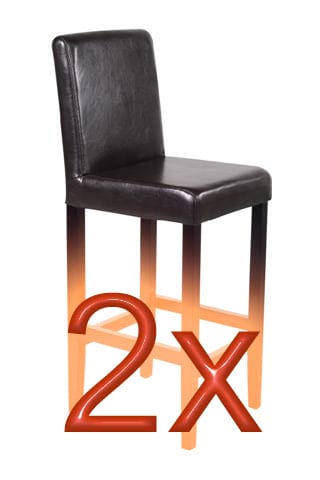 2x Barhocker Vicenza Holz+LEDER ~ braun dunkle Beine