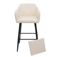 Barhocker mit Fussablage Metall - Kunstleder creme-beige