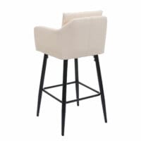 Barhocker mit Fussablage Metall - Kunstleder creme-beige