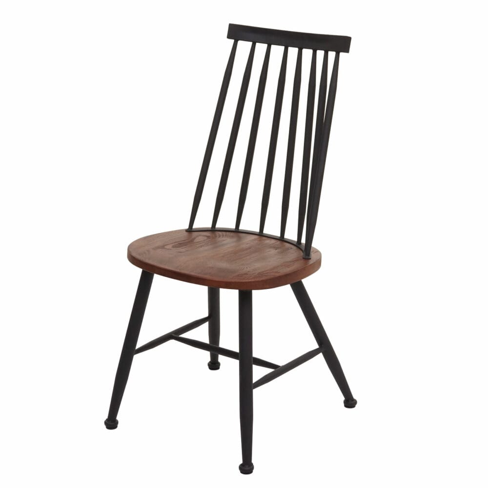 2x Esszimmerstuhl Industrial Chic ~ Massivholz dunkel