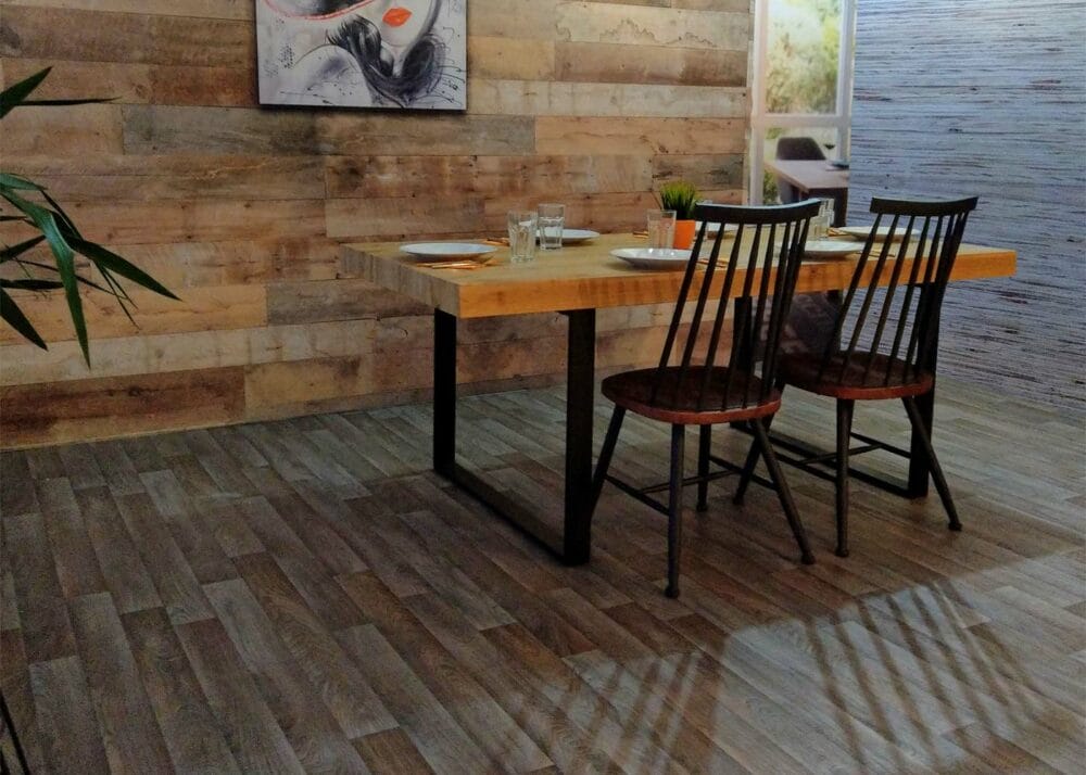 2x Esszimmerstuhl Industrial Chic ~ Massivholz dunkel