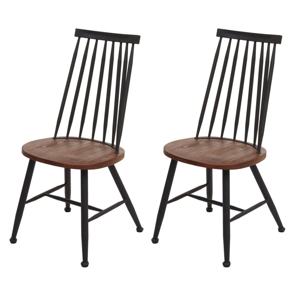 2x Esszimmerstuhl Industrial Chic ~ Massivholz dunkel