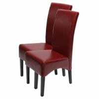 2x Esszimmerstuhl Latina LEDER ~ rot dunkle Beine