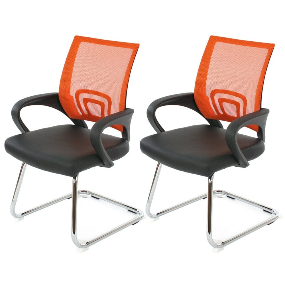 2x Konferenzstuhl Bürostuhl Besucherstuhl ~ orange