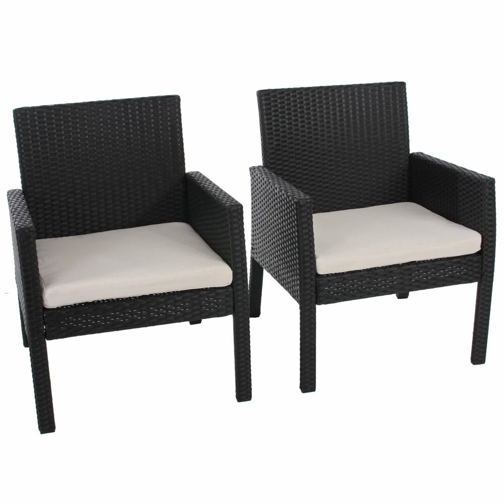 2x Poly-Rattan Sessel Gartensessel Sanremo inkl. Sitzkissen anthrazit