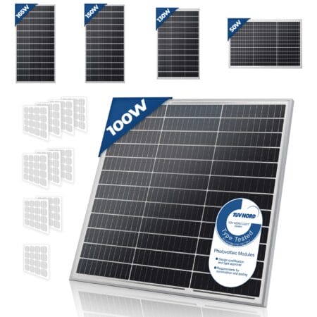 2x Solarpanel Monokristallin - 100W 18V für 12V Batterien Photovoltaik