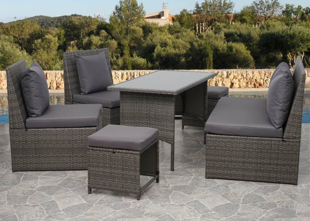 2x Rattan 2er Sofa Lounge-Gartenbank Gastronomie 120cm JAM-G16