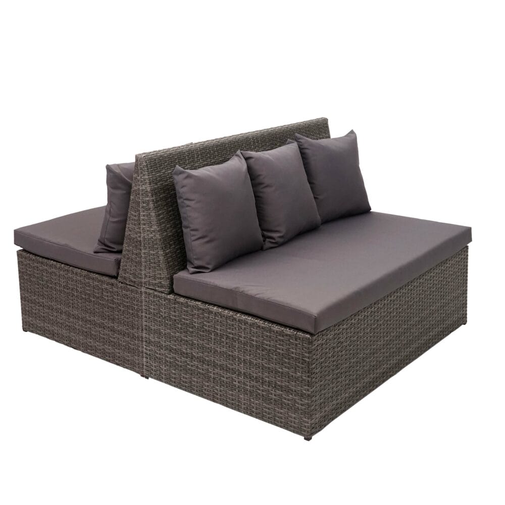 2x Rattan 2er Sofa Lounge-Gartenbank Gastronomie 120cm JAM-G16